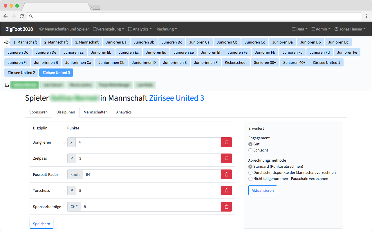 BigFoot Web-Anwendung – Backoffice zur Datenerfassung